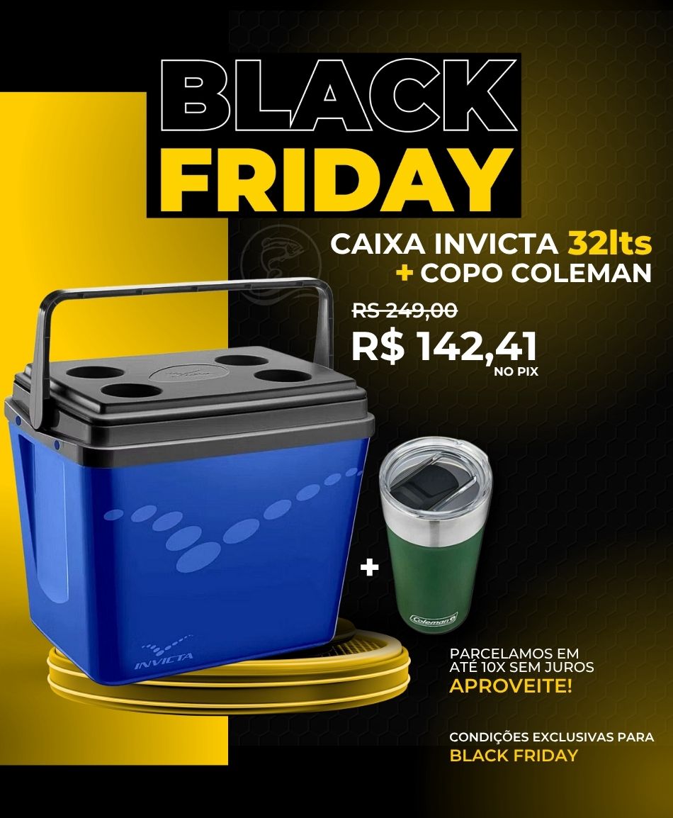 Caixa térmica invicta 32 litros + copo térmico coleman com tampa 600 ml